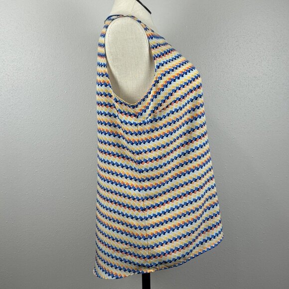 Tommy Hilfiger Womens Multicolor Geometric Tank Top Keyhole Back Stripes Size XL - Picture 5 of 13